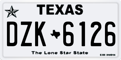 TX license plate DZK6126