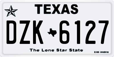 TX license plate DZK6127