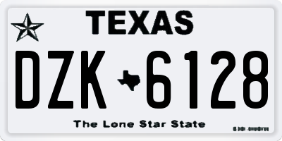 TX license plate DZK6128