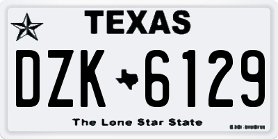TX license plate DZK6129