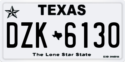 TX license plate DZK6130