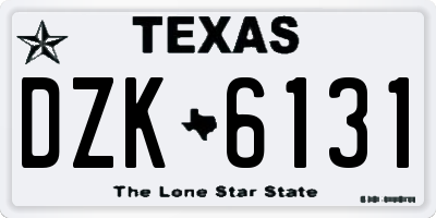 TX license plate DZK6131