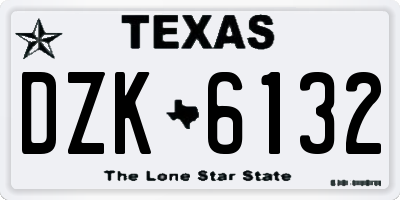 TX license plate DZK6132