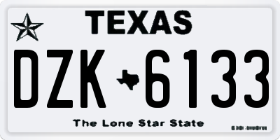 TX license plate DZK6133