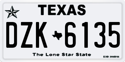 TX license plate DZK6135