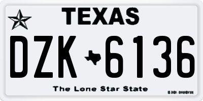 TX license plate DZK6136