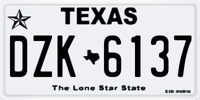 TX license plate DZK6137