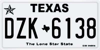 TX license plate DZK6138
