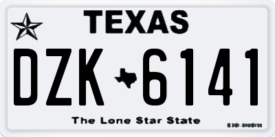 TX license plate DZK6141