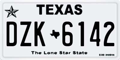 TX license plate DZK6142