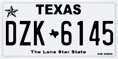TX license plate DZK6145