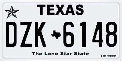 TX license plate DZK6148