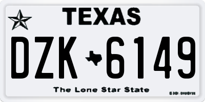 TX license plate DZK6149