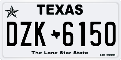 TX license plate DZK6150