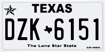 TX license plate DZK6151