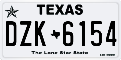 TX license plate DZK6154