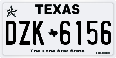 TX license plate DZK6156
