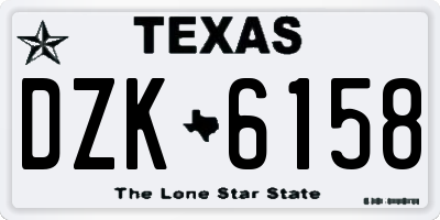 TX license plate DZK6158