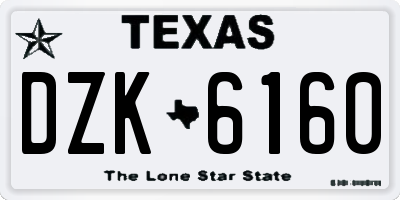 TX license plate DZK6160