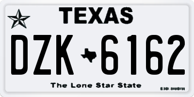 TX license plate DZK6162
