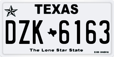 TX license plate DZK6163