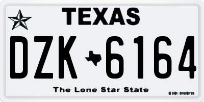TX license plate DZK6164