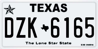 TX license plate DZK6165