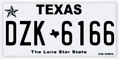 TX license plate DZK6166