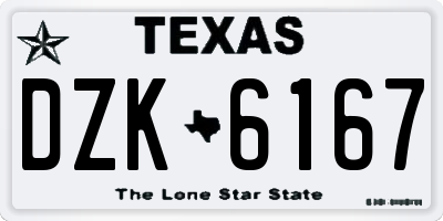 TX license plate DZK6167