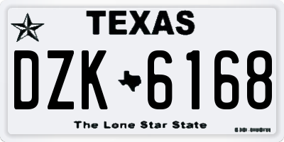 TX license plate DZK6168