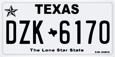TX license plate DZK6170