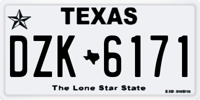 TX license plate DZK6171