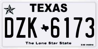 TX license plate DZK6173