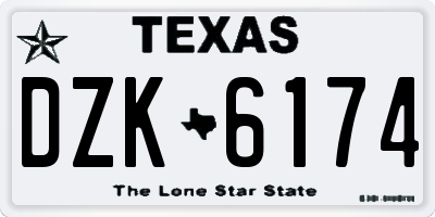 TX license plate DZK6174