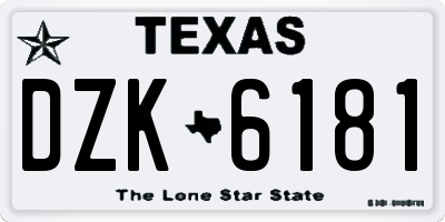 TX license plate DZK6181