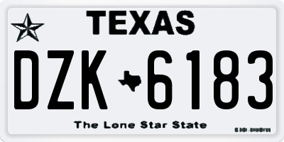 TX license plate DZK6183