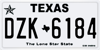 TX license plate DZK6184