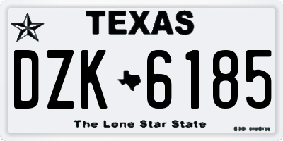 TX license plate DZK6185