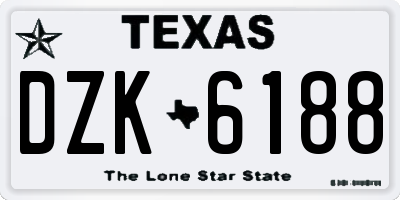 TX license plate DZK6188