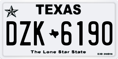 TX license plate DZK6190