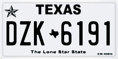 TX license plate DZK6191