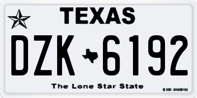 TX license plate DZK6192