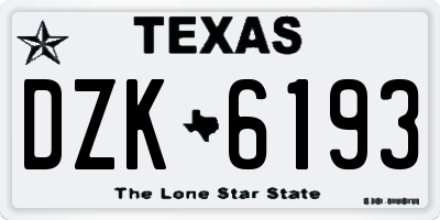 TX license plate DZK6193