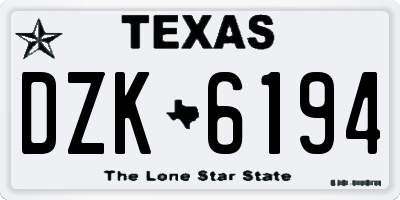 TX license plate DZK6194