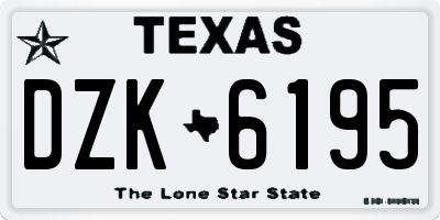 TX license plate DZK6195