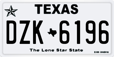 TX license plate DZK6196