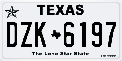 TX license plate DZK6197