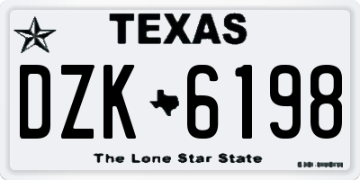 TX license plate DZK6198