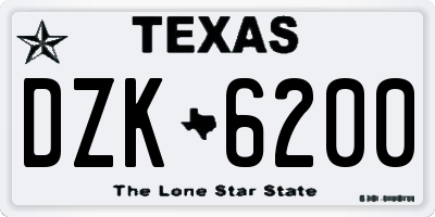 TX license plate DZK6200