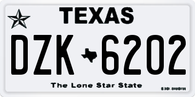 TX license plate DZK6202